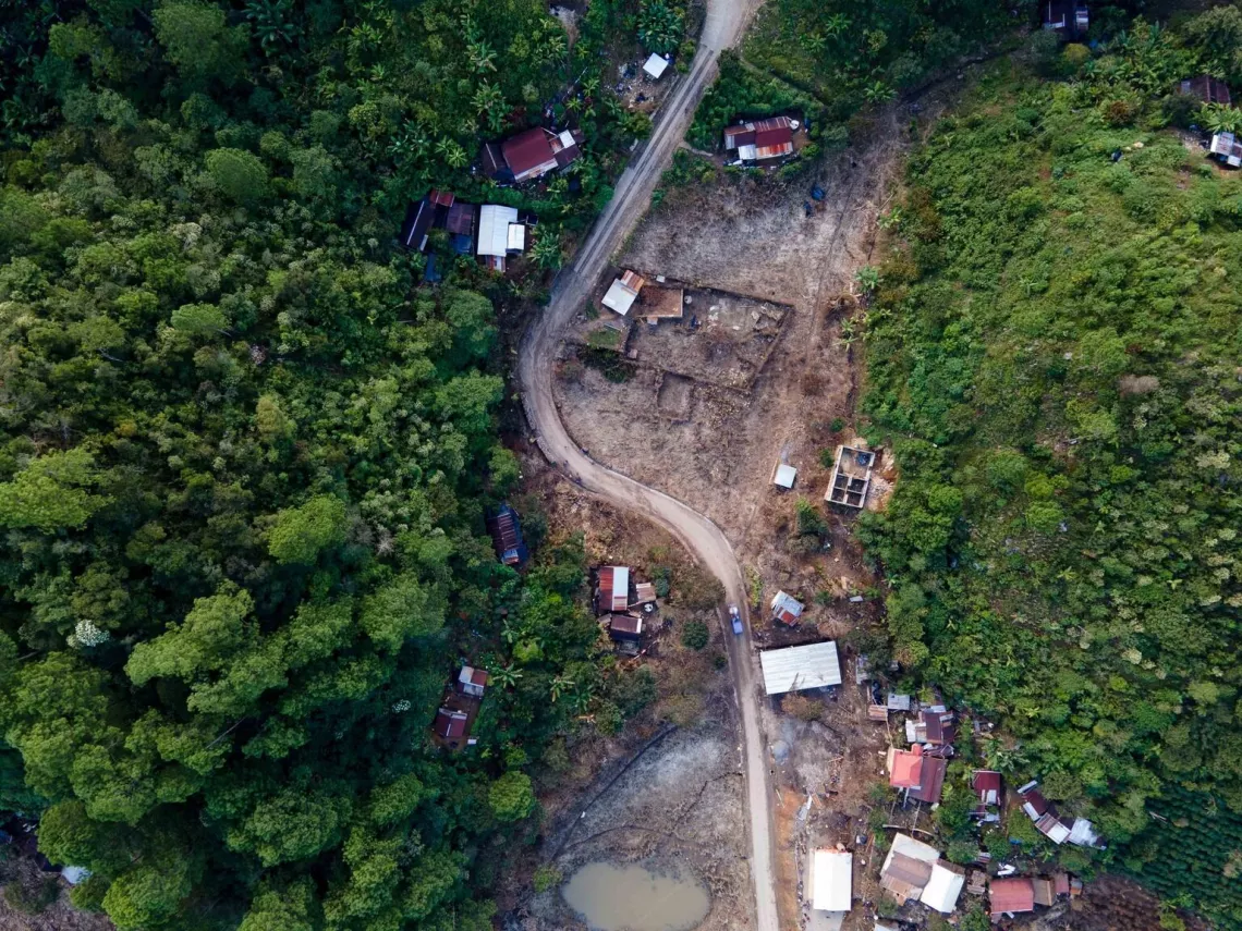 Village of Sacsi Chita&ntilde;a, in Alta Verapaz, Guatemala. On Dec. 2, 2020, in the aftermath of hurricanes Eta and Iota. (Drone)