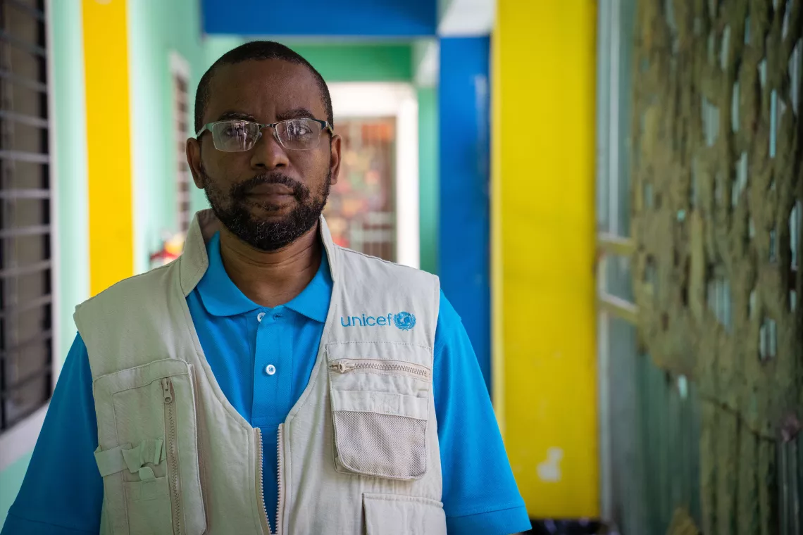 Portrait of Ernsly Jackson, UNICEF Immunization Specialist in Haiti on 24 July 2021, in Haiti, Port-au-Prince, in l’hôpital Saint-Damien (also known as Petit-Frere et Sœurs)