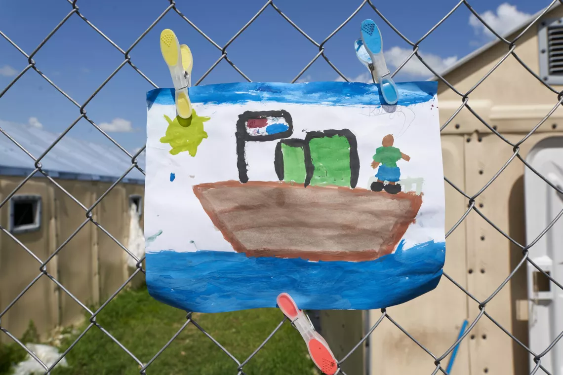 A boat, illustration made by a migrant boy.