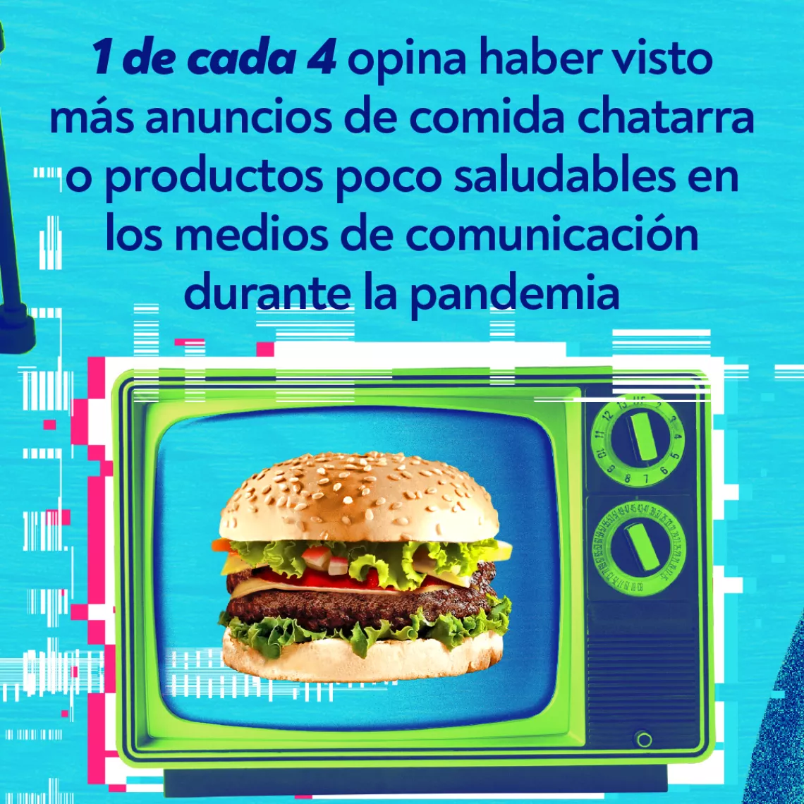 Banner 1 de cada 4 opina haber visto m&aacute;s anuncios de comida chatarra en los medios durante la pandemia.