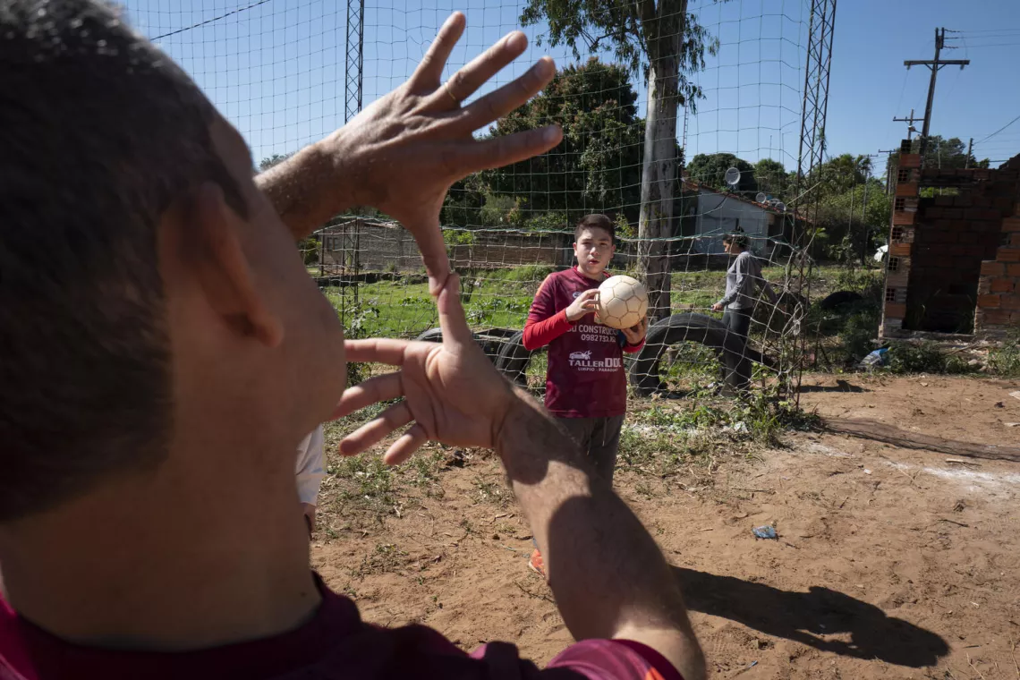 Growing up with a hearing disability, Thobias 13-year-old 6th grader (with the ball) is no stranger to different forms of discrimination as a child. His parents initially enrolled him in a &ldquo;special&rdquo; school for deaf students. However, he found the environment to be challenging. The use of sign language was banned in the school and Thobias and his friends would have to hide in the restroom or out of sight of teachers in order to communicate by gesture, rather than the attempts at vocalization and lip reading 