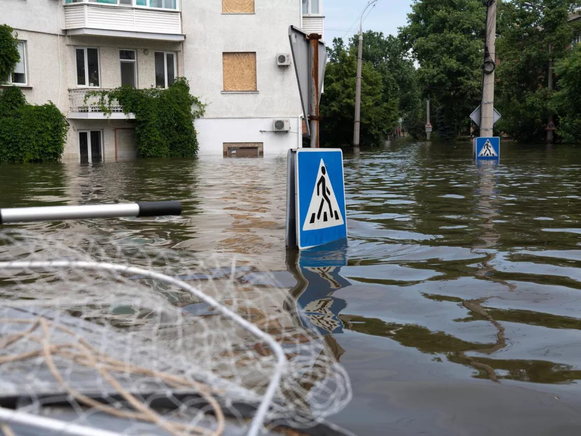 Flooded streets in Kherson, Ukraine.