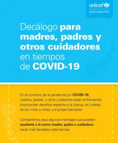 Portada dec&aacute;logo para madres, padres y otros cuidadores en tiempos de COVID-19