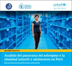 Portada de informe an&aacute;lisis de sobrepeso y obesidad infantil en Per&uacute;