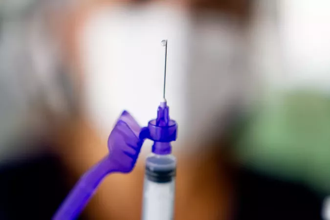 A healthcare professional prepares a vaccine syringe at the the Early Childhood Education Centre Rocilda Germano Arruda in Baturit&eacute;, Cear&aacute; state, Brazil.