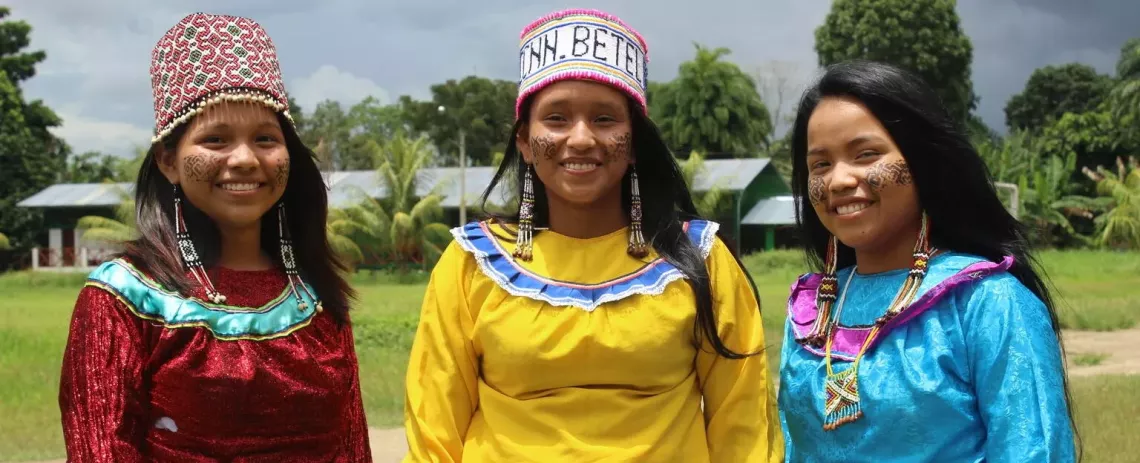 Three Peruvian adolescents from the Ucayali region 