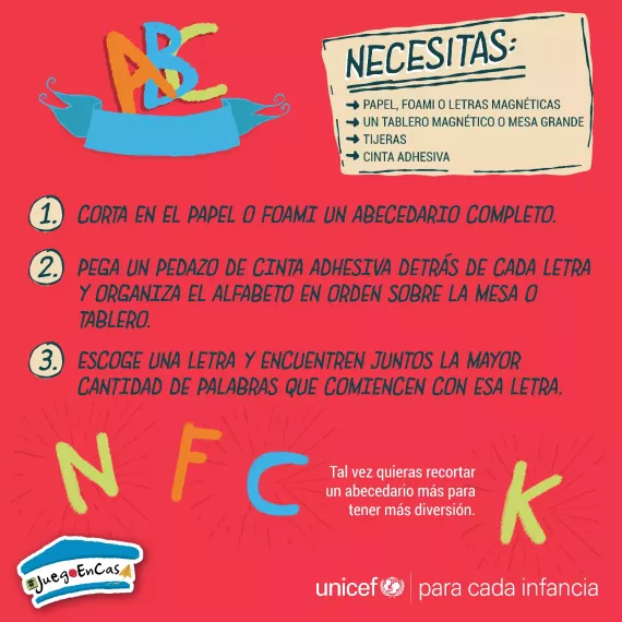 Instrucciones del juego jugando con letras
