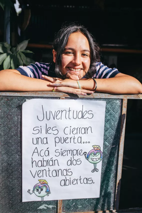 Portrait of Cinthia Rodriguez (12) on October 8, 2021 in Palencia, Guatemala. She is part of the Chiviricuarta youth organization. 