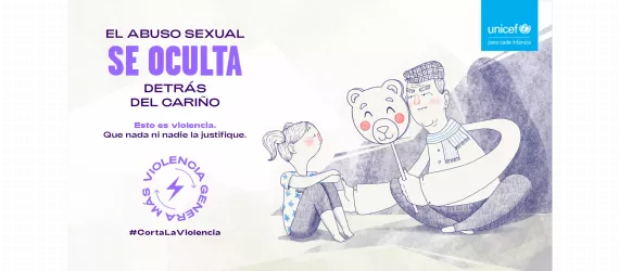 Ilustración de un adulto engañando a una nina