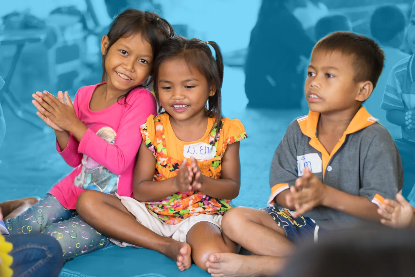 Children is enjoy in Child Friendly Space in Sanamxai camp, Attapeu province, Lao PDR