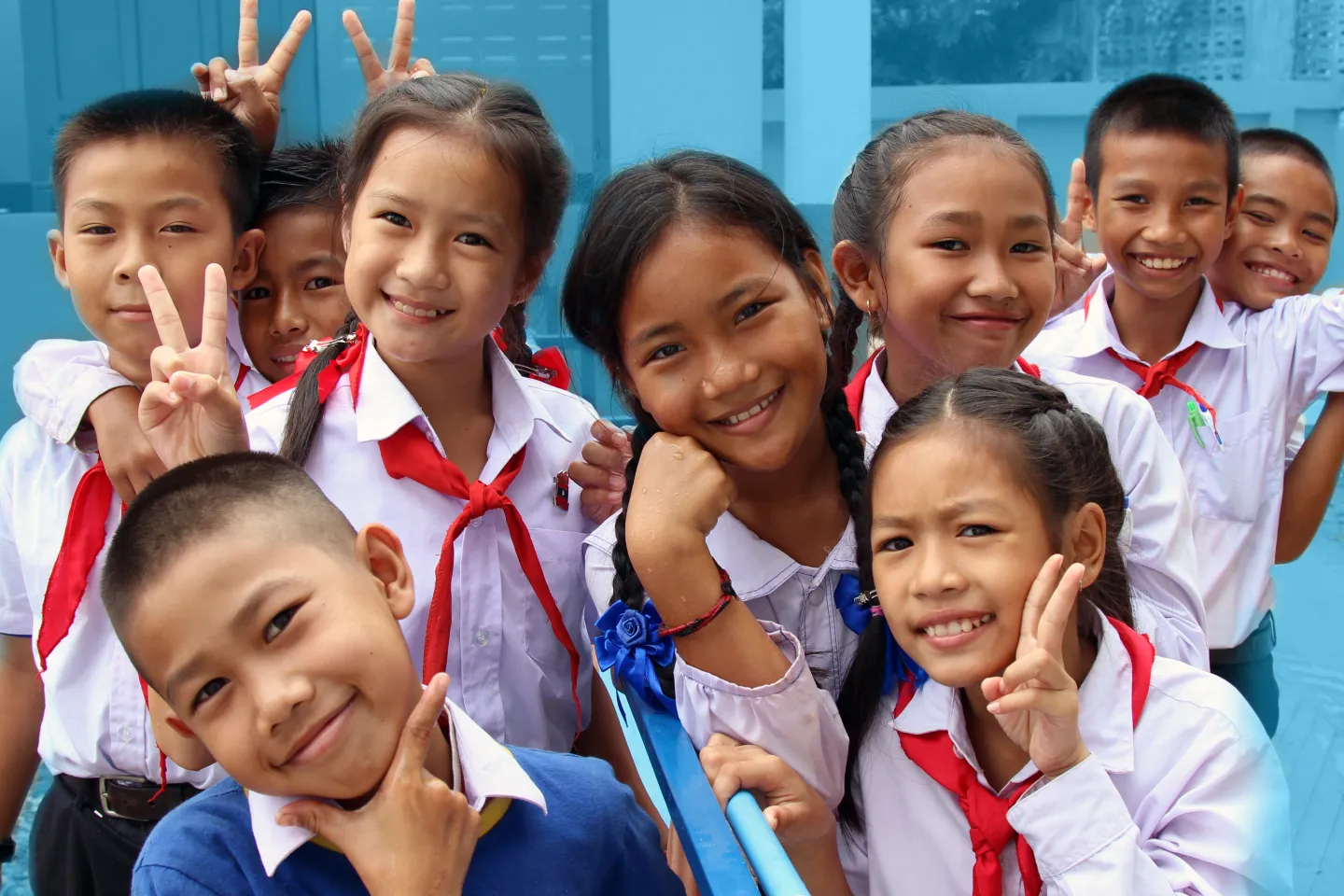 Nongnoew Primary students enjoy handwashing activity in their school, Vientiane Lao PDR