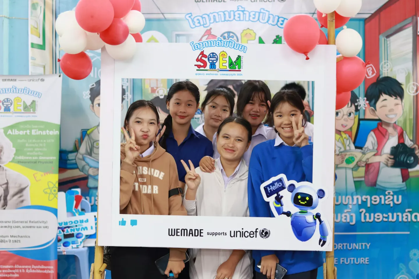 A group of girl in the STEM for Girl frame 