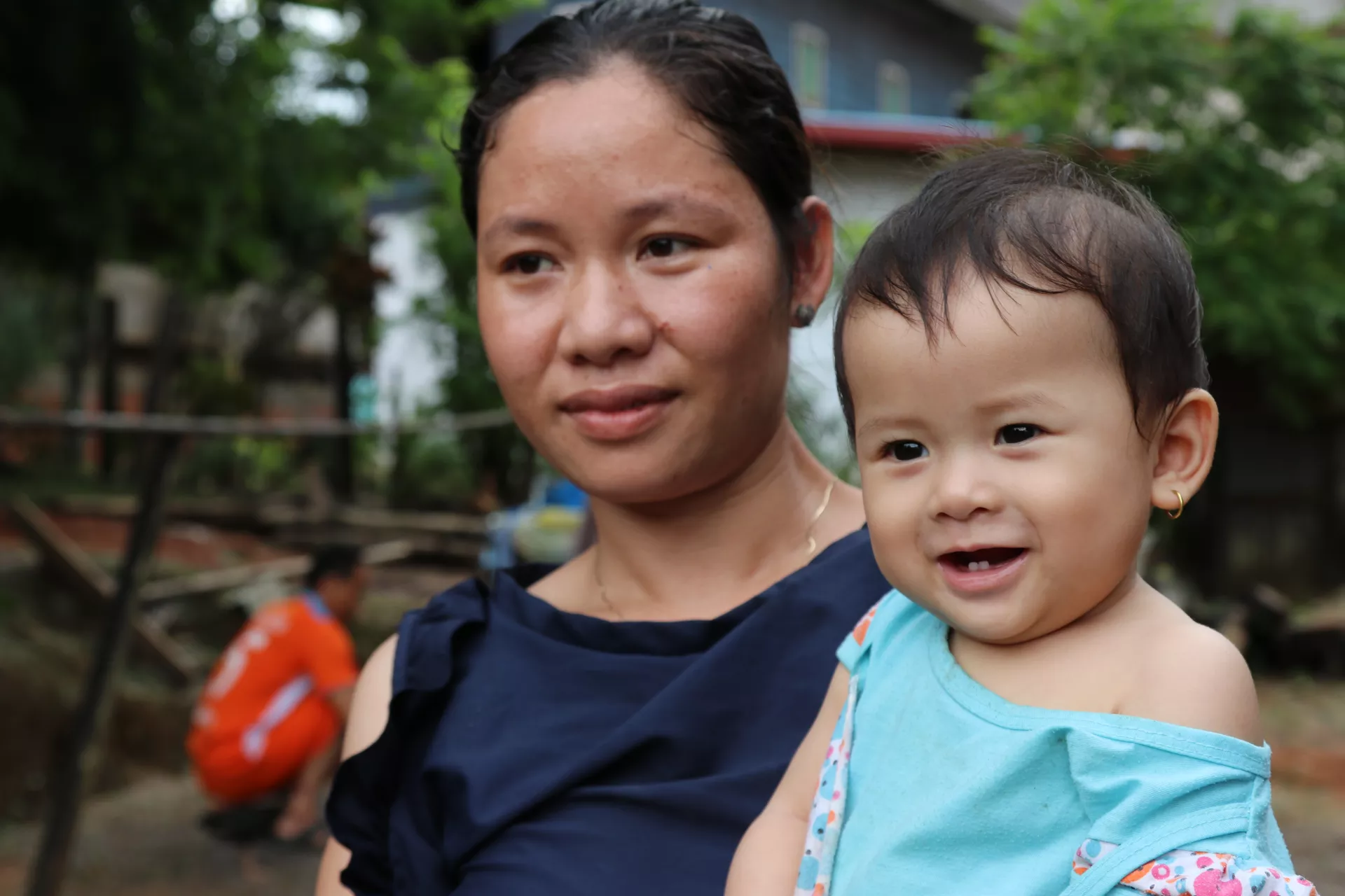 Five month-old Loulli is easy to smile and respond to her playful sister and cousins &ndash; notwithstanding her recent diagnosis with moderate acute malnutrition (MAM).