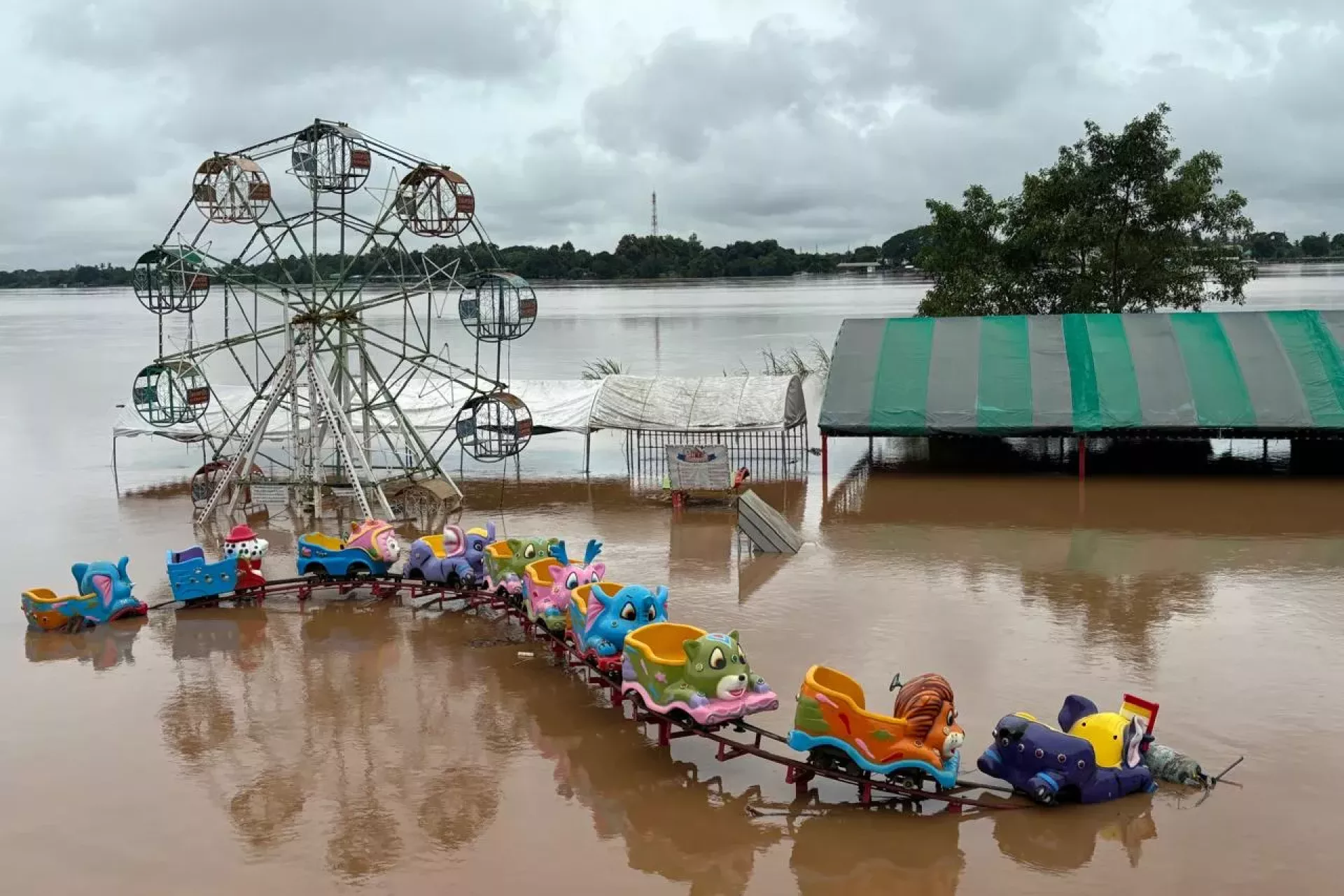 A flooded playground in Vientiane Capital, Lao PDR.