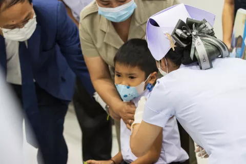 Children getting vaccinated