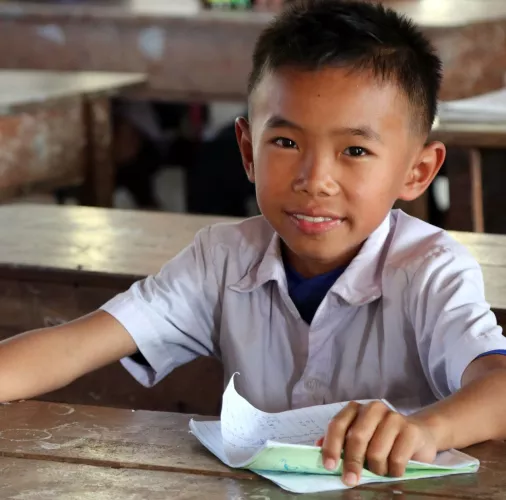 A boy in class