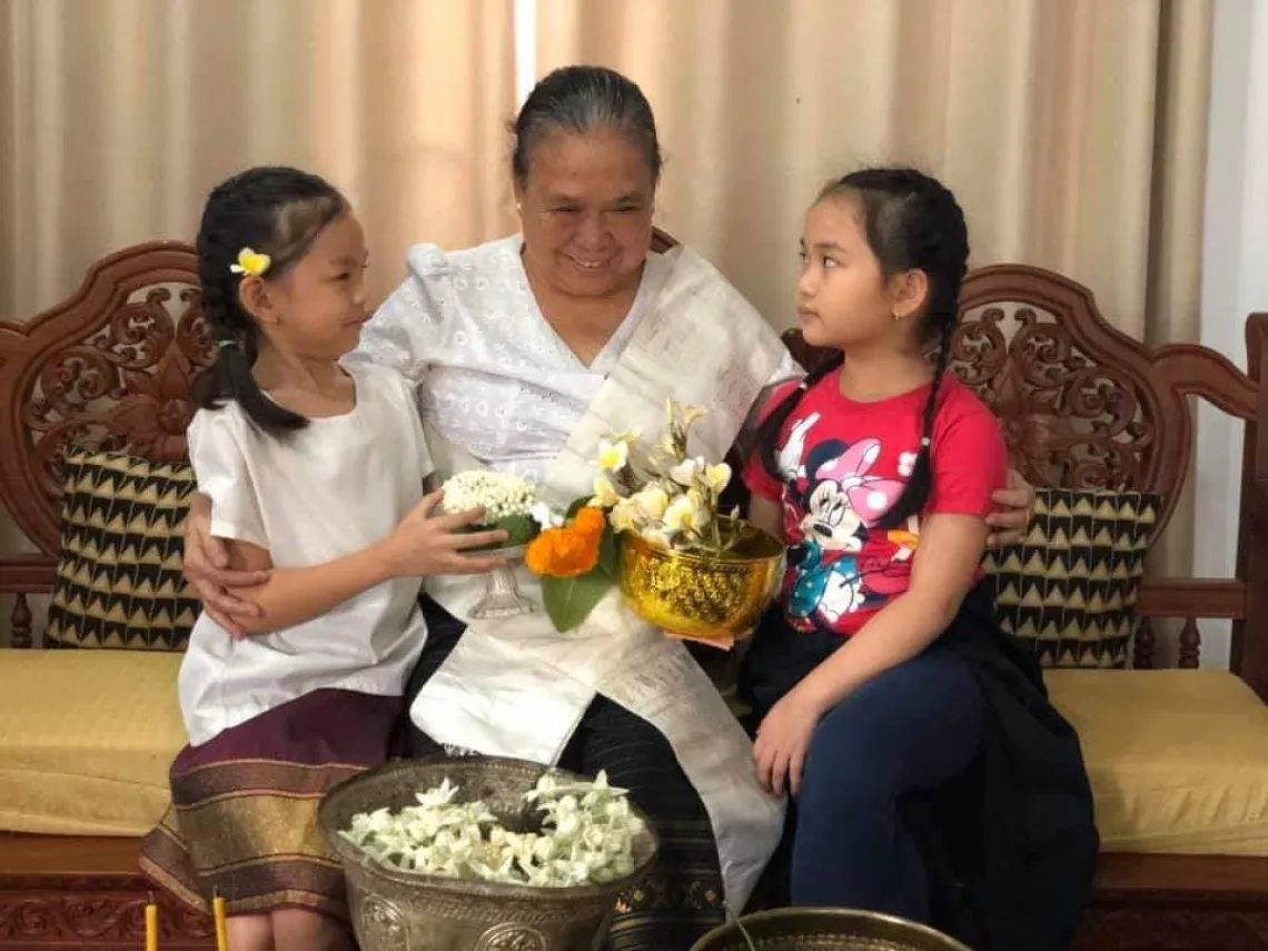 Grand mother with children