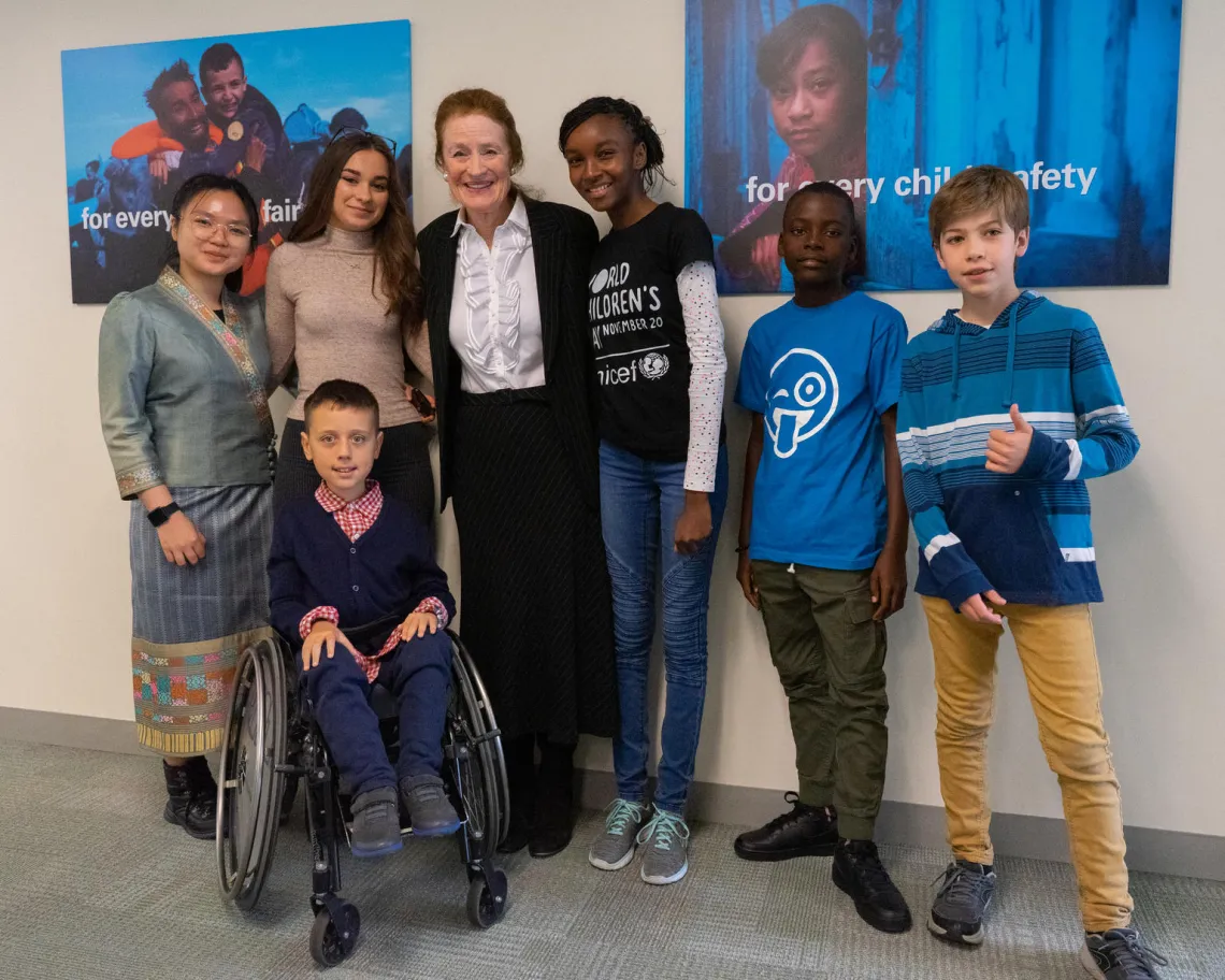 Nickar with Henrietta Fore, the Executive Director of UNICEF and other youth advocates.