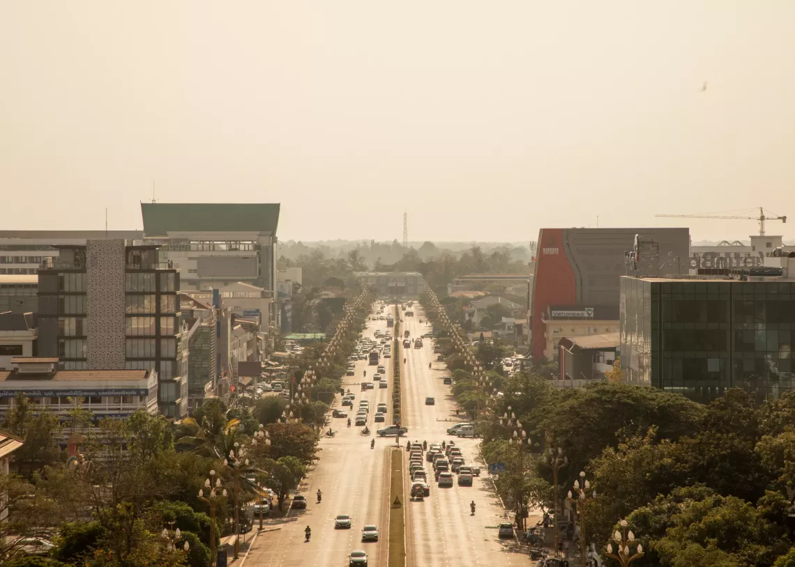 A view of Vientiane Capital and it's rising air pollution levels in the afternoon.