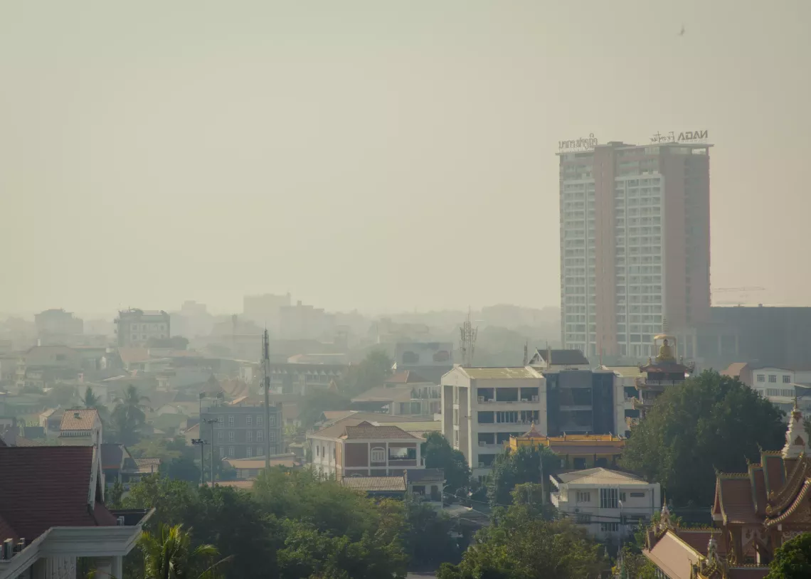 A view of Vientiane Capital and it's rising air pollution levels in the morning.