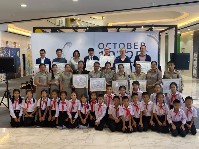 Handover of Teacher Appreciation Plaques and Art Event Celebrating Education at Parkson Shopping Mall in Vientiane, Lao PDR.