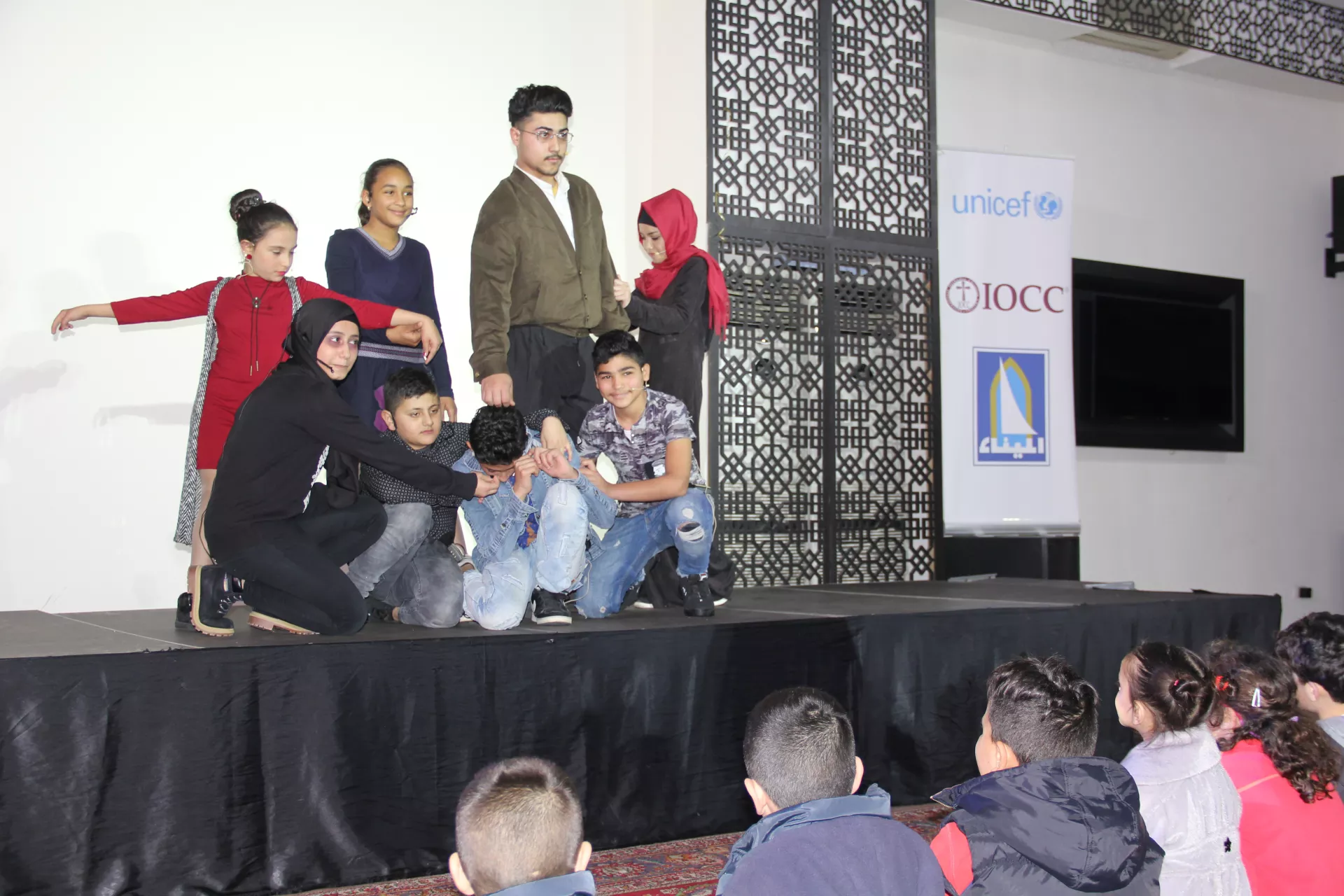 In the interactive theater event, eight 10- to 16-year-old junior committee members from Al-Masaken in El-Mina, Tripoli, played roles that raise awareness and promote positive change among the community.
