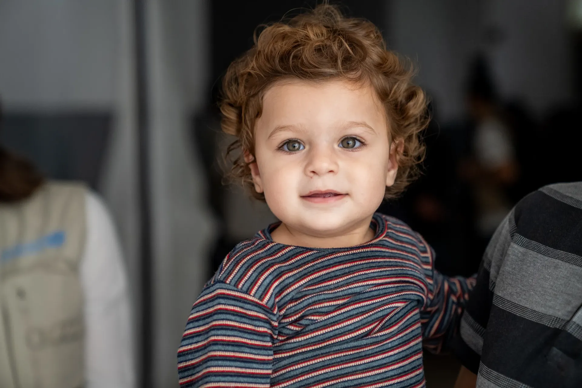 Zaynab, 1 year old looking at the camera