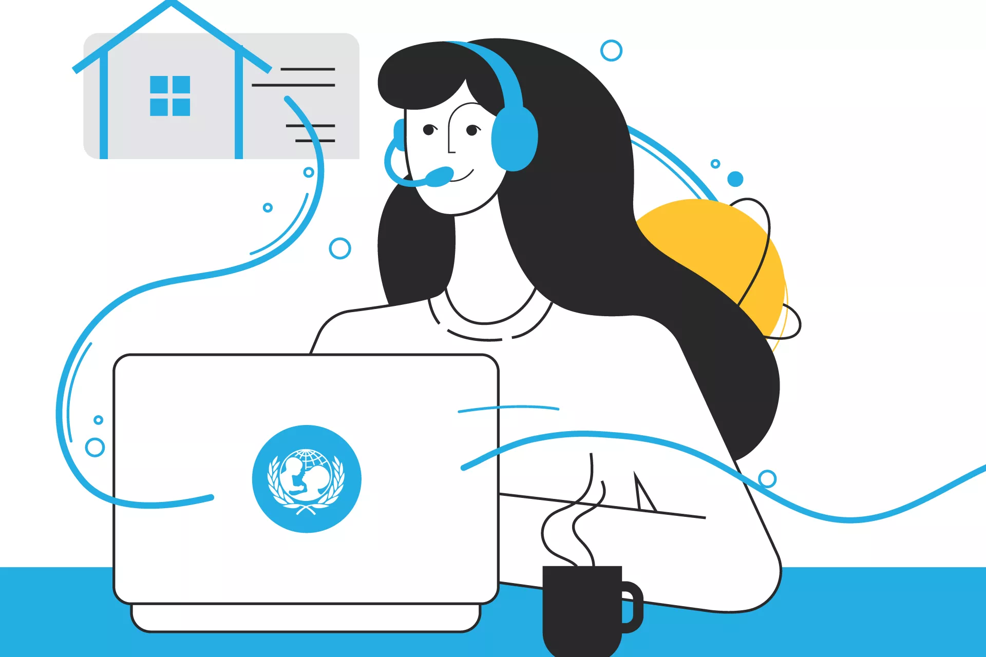 Illustration of a woman in a call center 