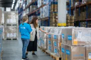 UNICEF Staffer checking the medical supplies received for cholera