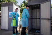 Toilets being sterilized