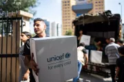 During the distribution of supplies at the shelter