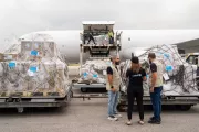 Medical supplies arrival at the airport