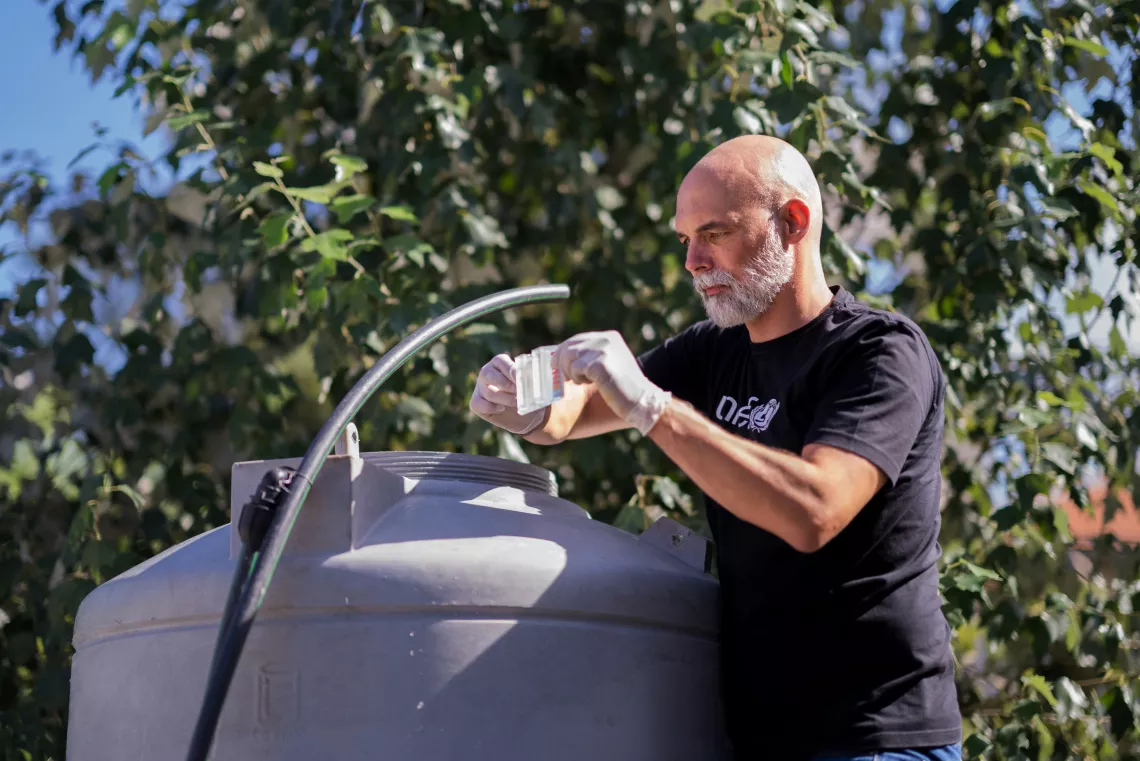 Testing Water available in the water tank