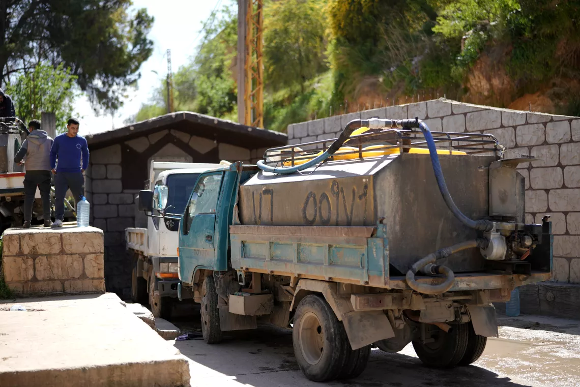 Water distribution truck in wadi al jamous 