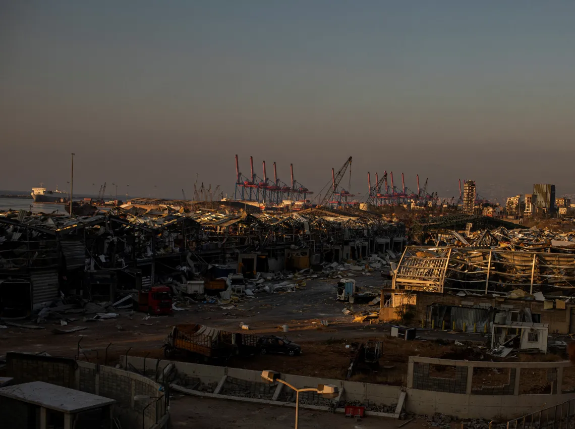 The area of the Explosion in Beirut, Lebanon.