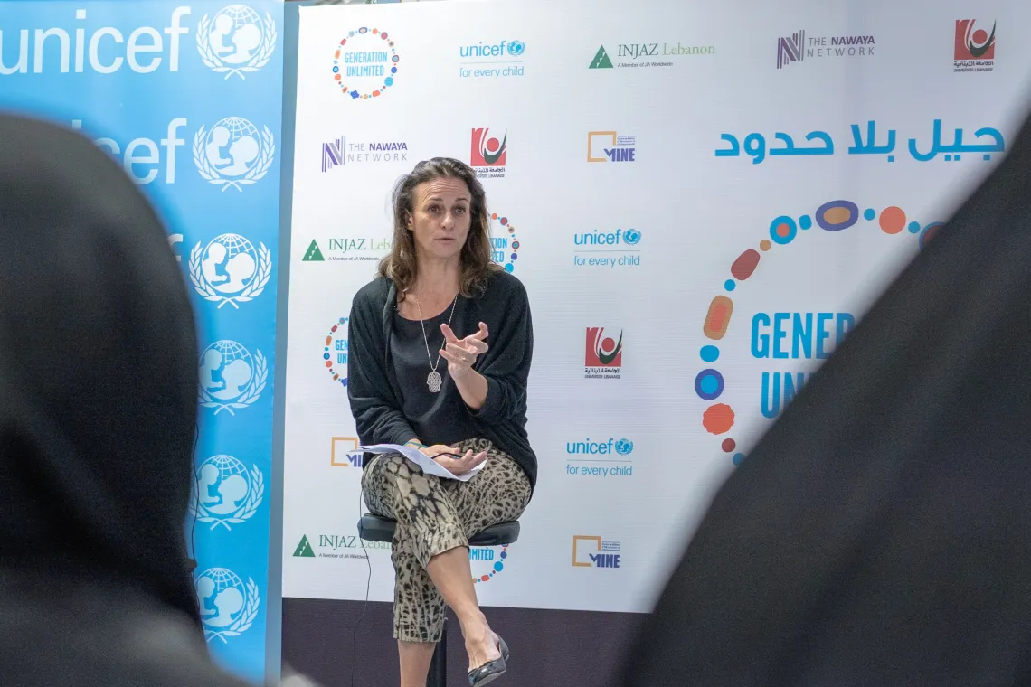 At the Youth Challenge event UNICEF Lebanon Representative Tanya Chapuisat empowers youth to live out their potential and thrive in the challenges of today! 