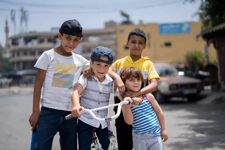 Children posing for a group photo