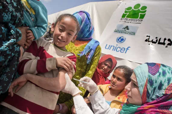 Young girl getting vaccinated  