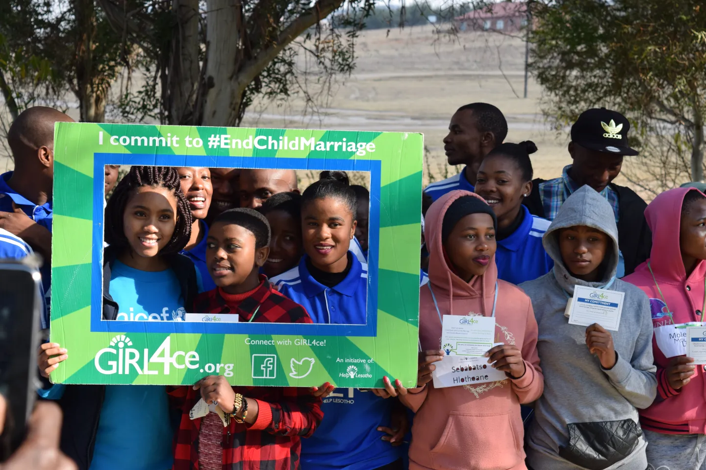 Group photo of adolescents under the hash tag #EndChildMarriage