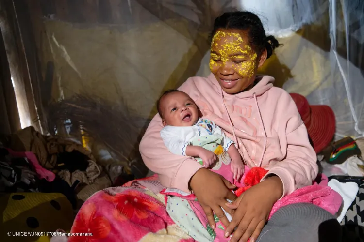 Aout 2026, Ambinanimbe, dans le sud de Madagascar. Litna Junior, &acirc;g&eacute;e de trois semaines vient de recevoir les premi&egrave;res doses du vaccin contre la poliomy&eacute;lite.