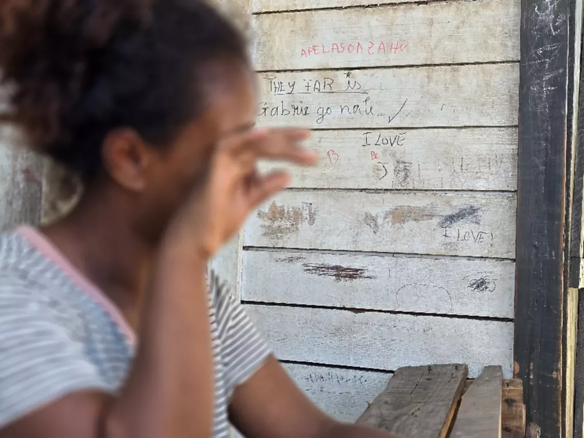 Tahiana breaks down in tears as she recounts her experience during and after the cyclone.