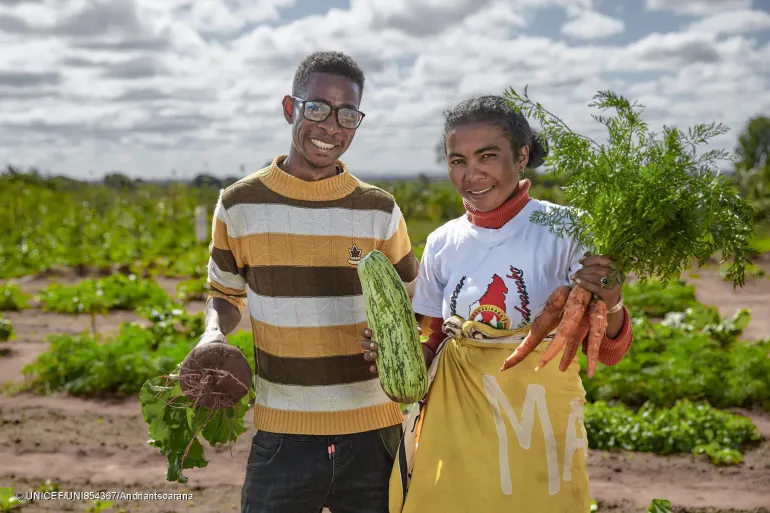 Le PAM et l&rsquo;UNICEF, sous la coordination de l&rsquo;ONN, &eacute;valuent les avanc&eacute;es du projet &laquo; Magnovasoa &raquo; pour renforcer la nutrition et la r&eacute;silience de milliers de m&eacute;nages dans le Sud de Madagascar