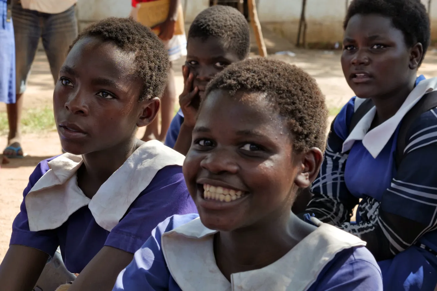 A learner smiles at Mathews primary school in Nchalo, Chikwawa district
