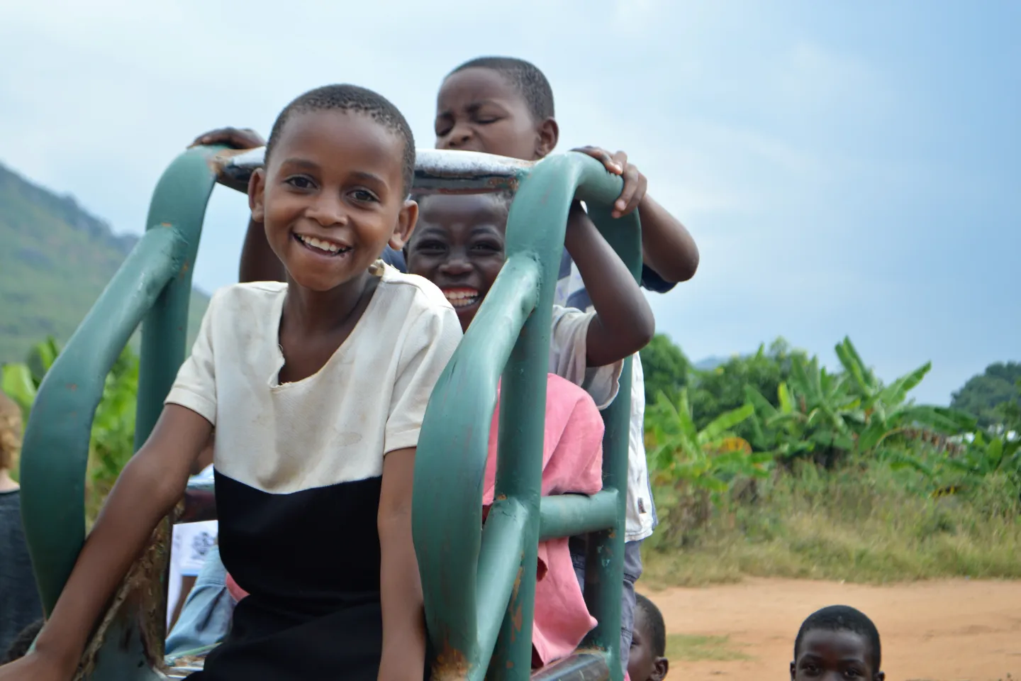 Children playing on a slide at a children's corner in Lunzu, Blantyre