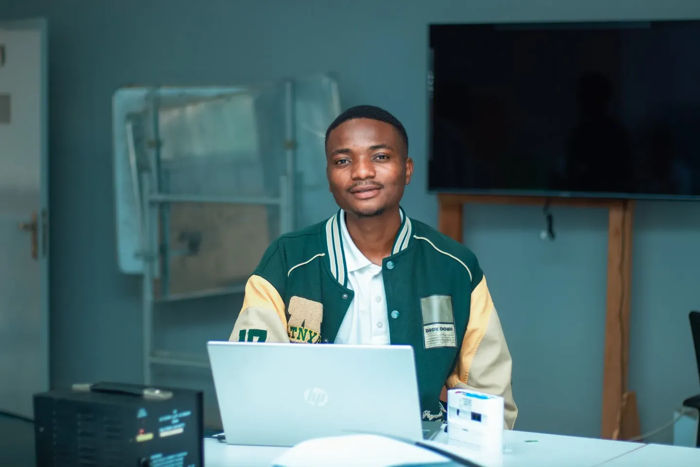 Nicholus Thombozi in a laboratory at the Malawi University of Science and Technology (MUST)