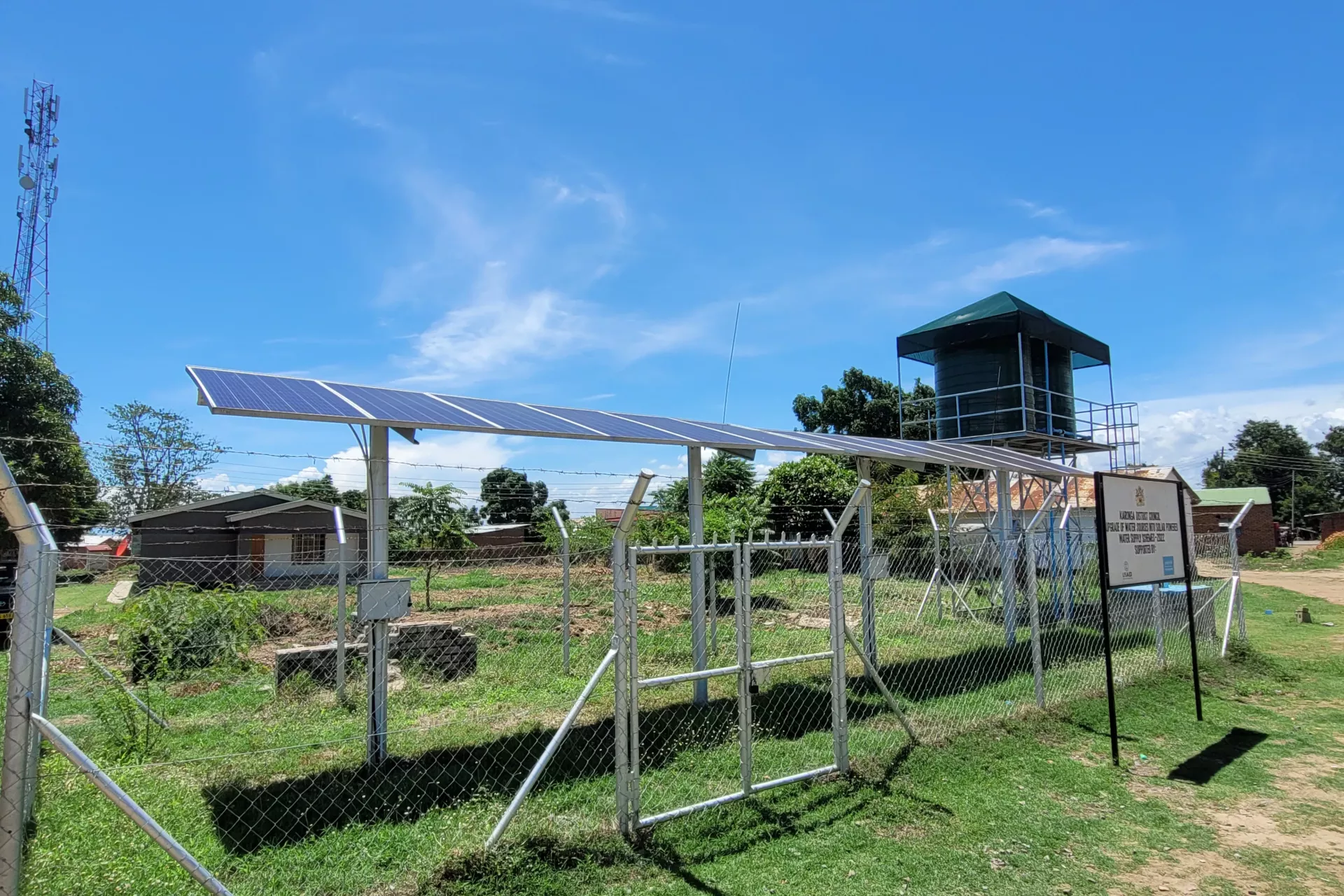 Solar-powered water system at Kaporo Health Centre funded by USAID BHA in Karonga district