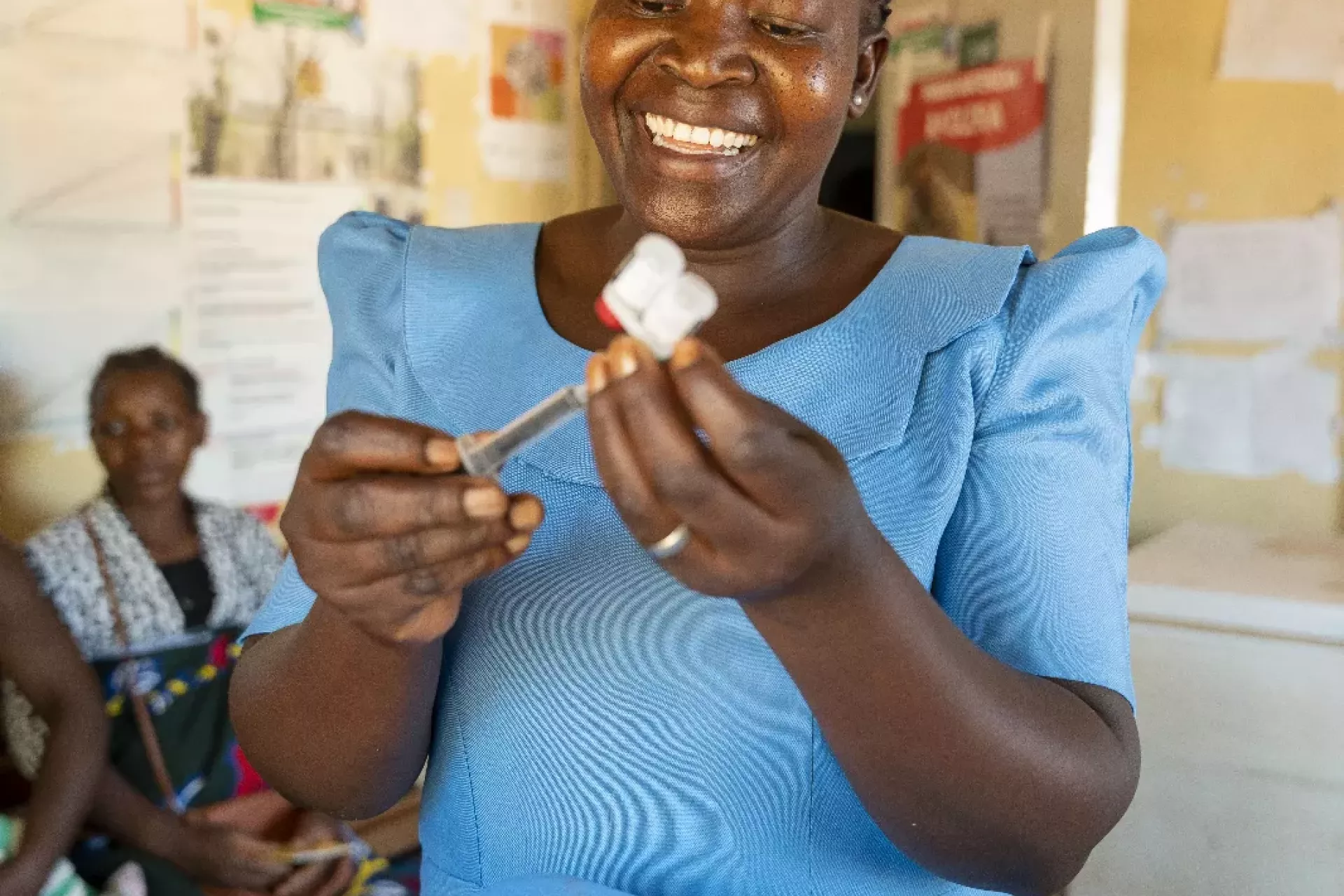 Rabecca ready to vaccinate children with Malaria vaccine 