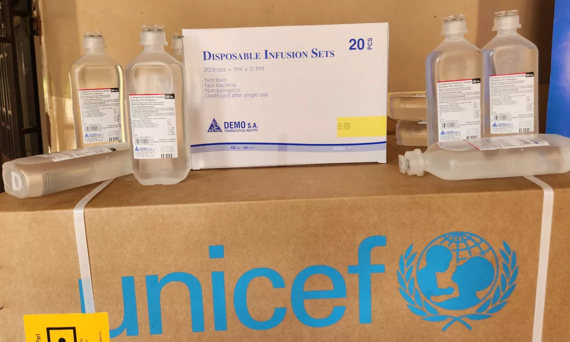 Some of the medical supplies UNICEF has provided to Bwaila Cholera Treatment Centre. 