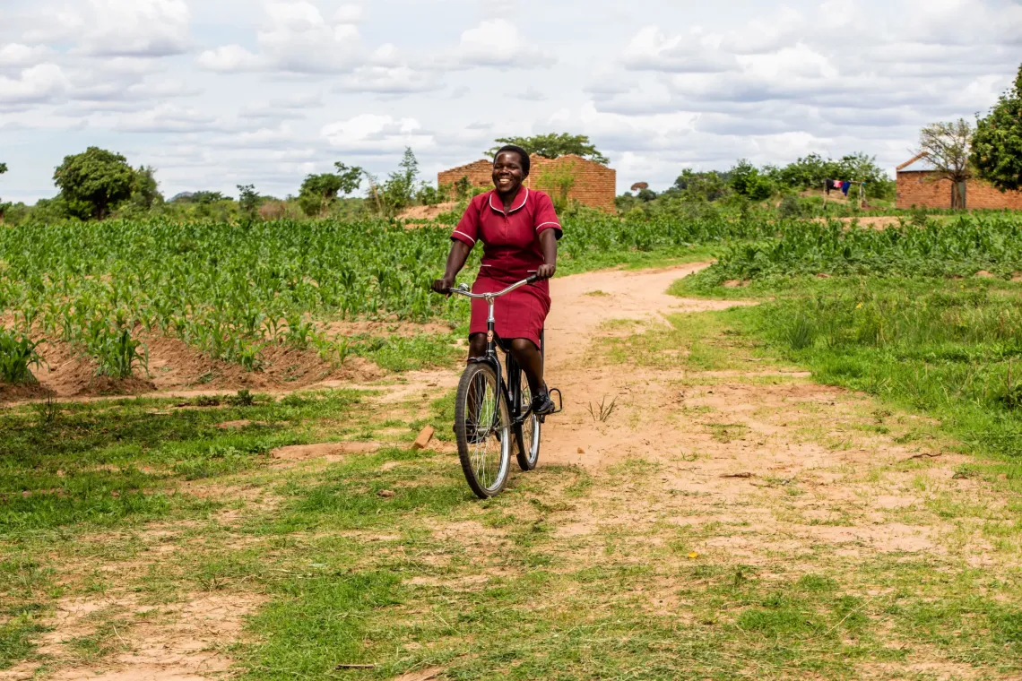 Lungu riding the bicycle
