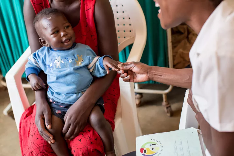 A child receiving care at a hospital in Malawi